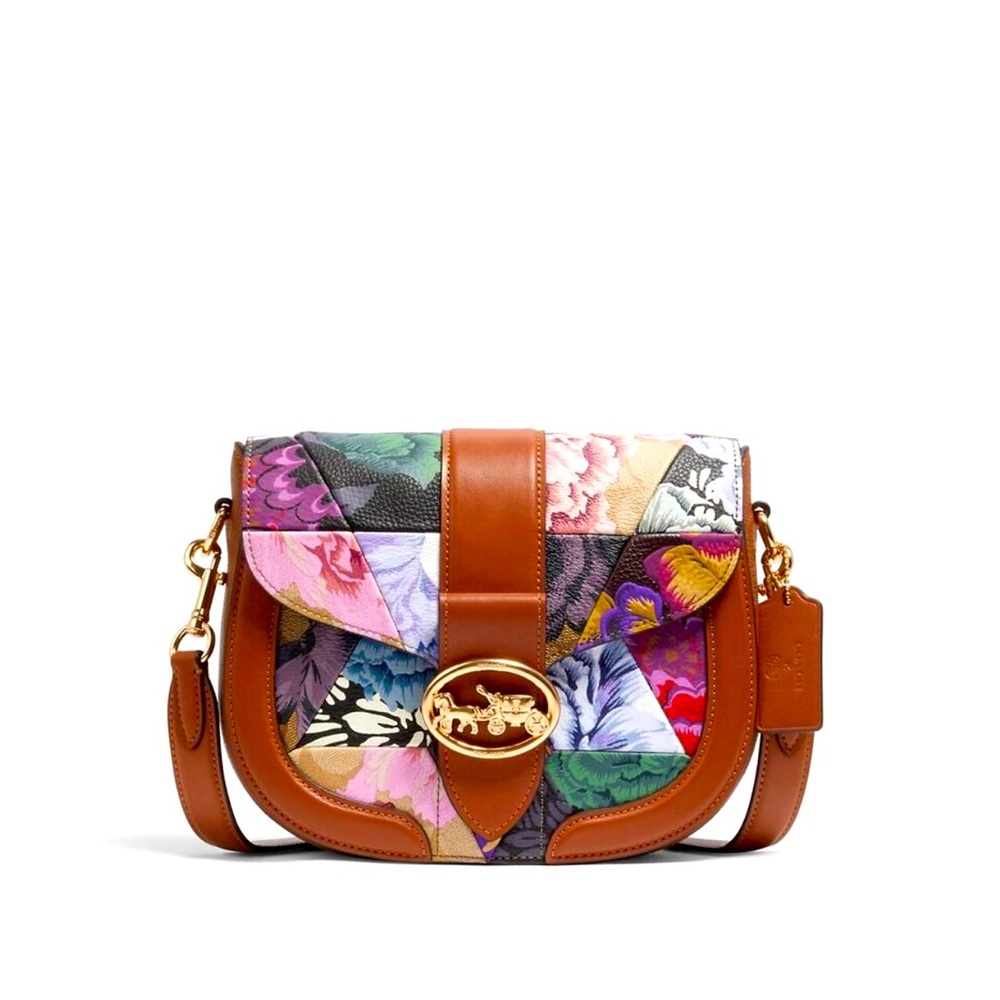 Coach Georgie Saddle Bag With Patchwork Kaffe Fassett Print